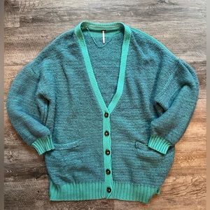 Free People Oversized Blue Cardigan Size Medium